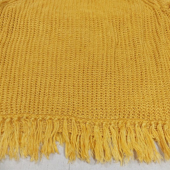 J. Crew Sweater Size Medium Yellow Linen Crew Neck Short Sleeve Tasseled - Picture 12 of 16